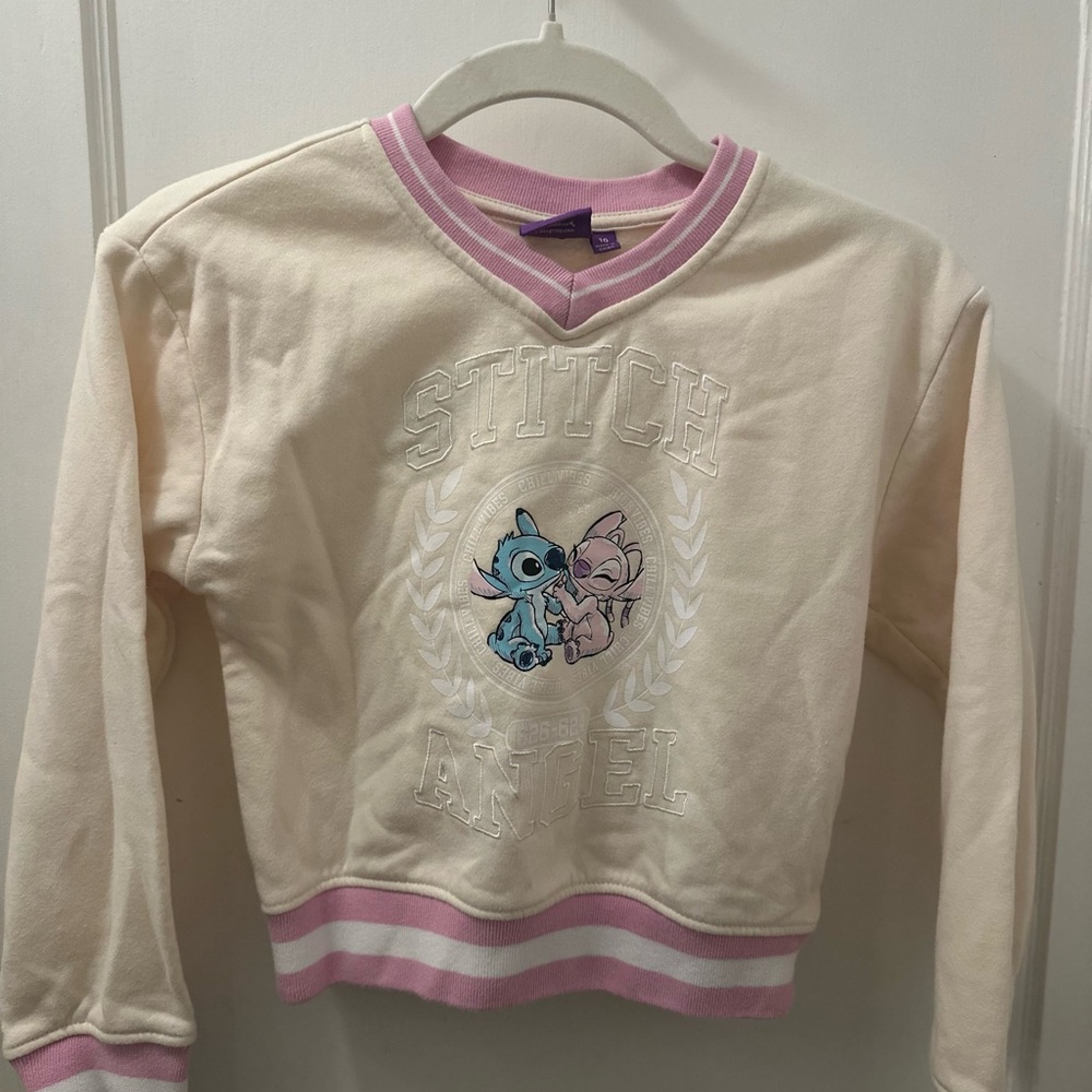 Disney Cream and Pink Stitch & Angel Sweatshirt